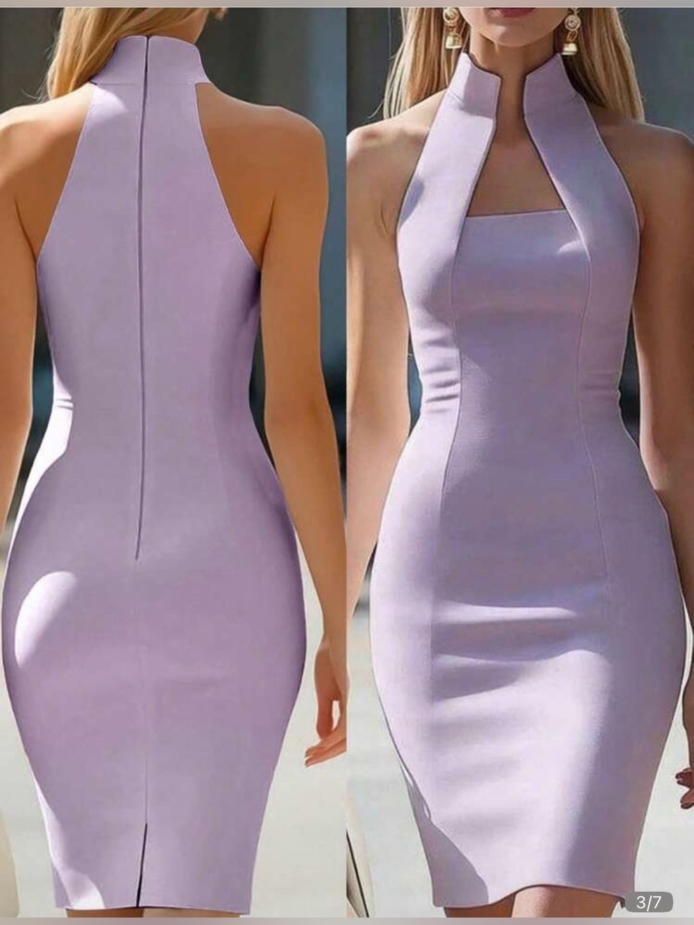 HOST PICK NEW SHEIN Sleeveless Stretch Lavender Bodycon Halter Dress Size XL